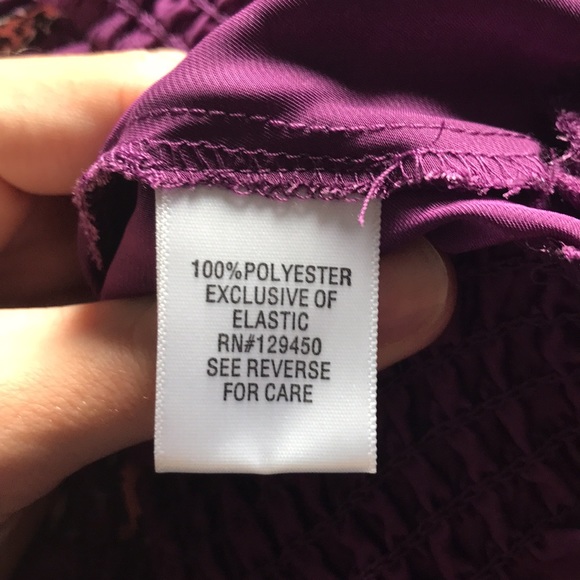 APT. 9 small plum combo shirt with elastic stretch band on bottom and sleeves. - Picture 5 of 10